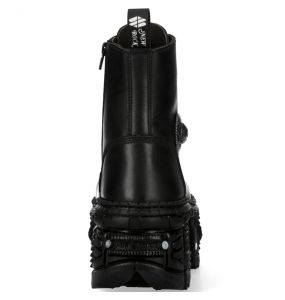Bottines Plateformes New Rock Tank en Cuir Itali Noir
