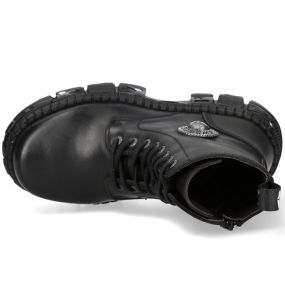 Black Itali Leather New Rock Tank Platform Ankle Boots