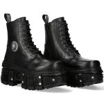 Bottines Plateformes New Rock Tank en Cuir Itali Noir