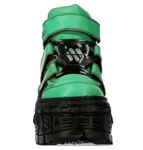 Chaussures Plateformes New Rock Tank Vertes et Noires