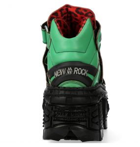 Green and Black New Rock Tank Platform Shoes