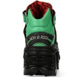 Chaussures Plateformes New Rock Tank Vertes et Noires