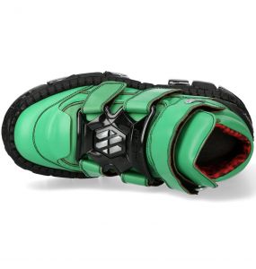 Chaussures Plateformes New Rock Tank Vertes et Noires