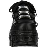 Black Itali Leather New Rock Tank Platform Shoes