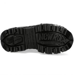 Black Itali Leather New Rock Tank Platform Shoes