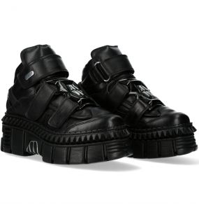 Chaussures Plateformes New Rock Wall en Cuir Noir