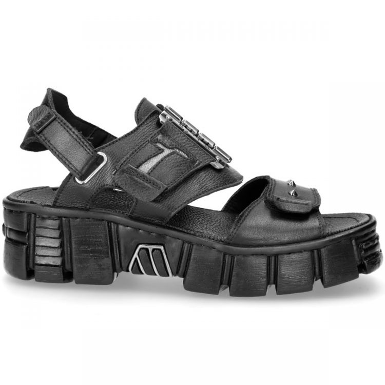 Sandales New Rock Bio en Cuir Luxor Noir