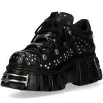 Black Leather and Nails New Rock Metallic Shoes