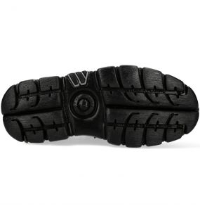 Chaussures New Rock Metallic en Cuir Noir avec Clous