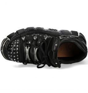 Black Leather and Nails New Rock Metallic Shoes