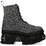 Gray Leopard New Rock Fire Platform Ankle Boots