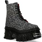 Gray Leopard New Rock Fire Platform Ankle Boots
