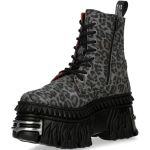 Gray Leopard New Rock Fire Platform Ankle Boots