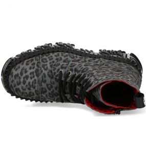 Gray Leopard New Rock Fire Platform Ankle Boots