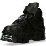 Chaussures Plateformes New Rock Metallic en Cuir Noir