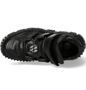 Chaussures Plateformes New Rock Metallic en Cuir Noir
