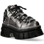 Silver Leather New Rock Metallic Shoes