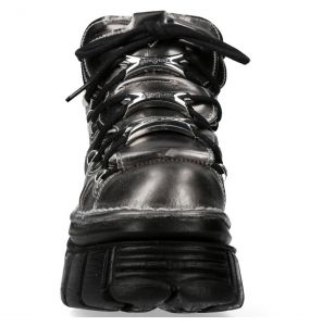 Chaussures New Rock Metallic en Cuir Argenté