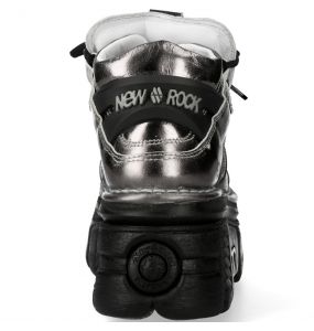 Silver Leather New Rock Metallic Shoes