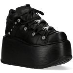 Black Leather New Rock Marte Platform Shoes