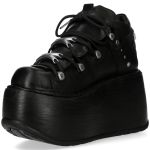 Black Leather New Rock Marte Platform Shoes