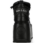 Black Leather New Rock Marte Platform Shoes