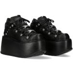 Black Leather New Rock Marte Platform Shoes