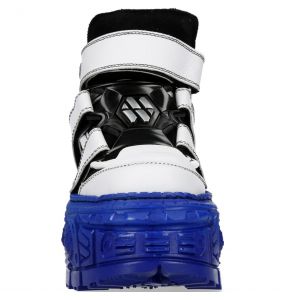 Chaussures Plateformes New Rock Tank Blanches Noires et Bleues