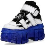 Chaussures Plateformes New Rock Tank Blanches Noires et Bleues