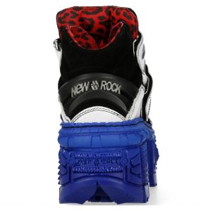 Chaussures Plateformes New Rock Tank Blanches Noires et Bleues