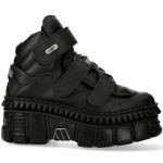 Chaussures Plateformes New Rock Metallic en Cuir Vegan Noir