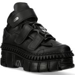 Black Vegan Leather New Rock Metallic Platform Shoes