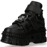 Black Vegan Leather New Rock Metallic Platform Shoes