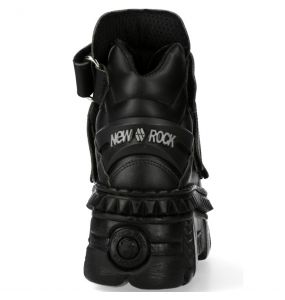 Black Vegan Leather New Rock Metallic Platform Shoes