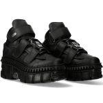Black Vegan Leather New Rock Metallic Platform Shoes