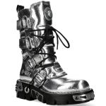 Silver Leather Reactor New Rock Metallic Boots