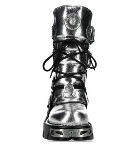 Silver Leather Reactor New Rock Metallic Boots