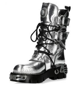 Silver Leather Reactor New Rock Metallic Boots