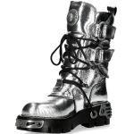 Bottes New Rock Metallic Reactor en Cuir Argenté