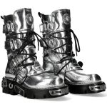 Bottes New Rock Metallic Reactor en Cuir Argenté
