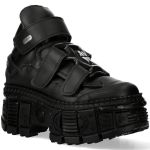 Chaussures Plateformes New Rock Tank en Cuir Vegan Noir