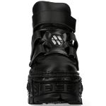 Chaussures Plateformes New Rock Tank en Cuir Vegan Noir