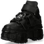 Chaussures Plateformes New Rock Tank en Cuir Vegan Noir