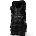Black Vegan Leather New Rock Tank Platform Shoes