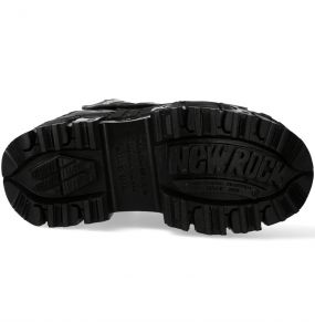 Black Vegan Leather New Rock Tank Platform Shoes