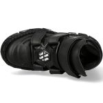 Black Vegan Leather New Rock Tank Platform Shoes