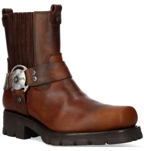 Alaska Brown Leather New Rock Motorcycle Ankle Boots