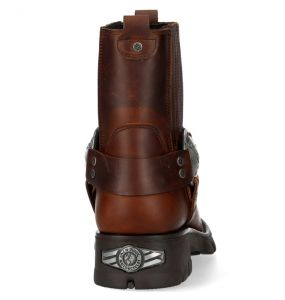 Bottines New Rock Motorcycle en Cuir Alaska Marron