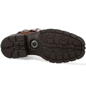 Bottines New Rock Motorcycle en Cuir Alaska Marron
