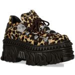 Chaussures Plateformes New Rock Fire en Léopard Marron